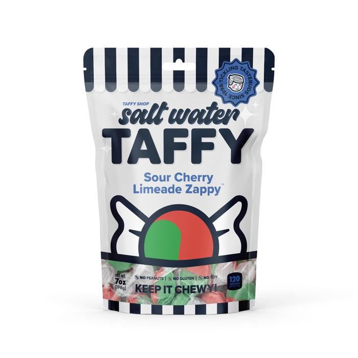 Sour Cherry Limeade Zappy Taffy Taffy Shop Wholesale 12-Pack (7oz) Bags
