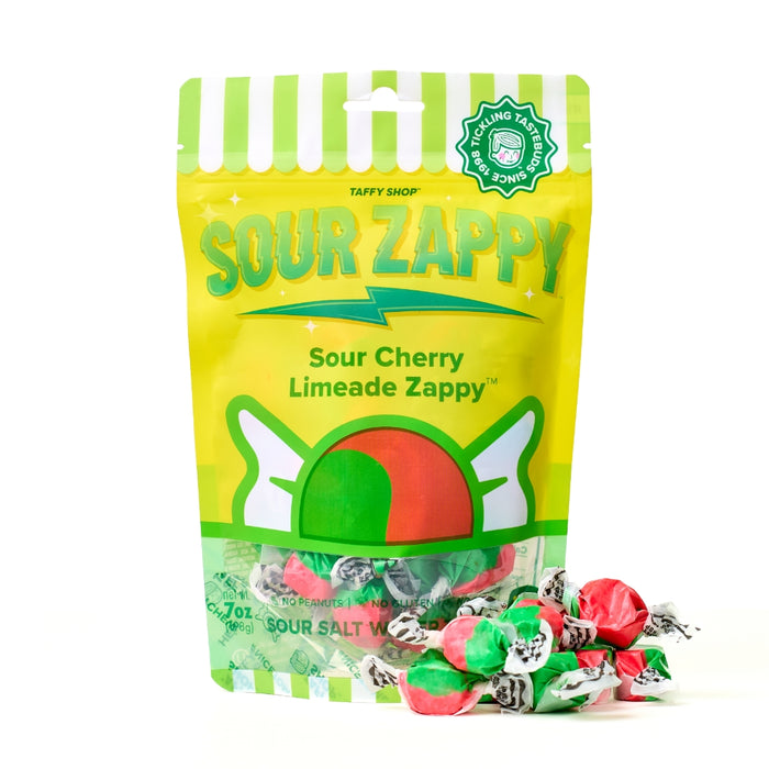 Sour Cherry Limeade Zappy Taffy Taffy Shop Wholesale 12-Pack (7oz) Bags