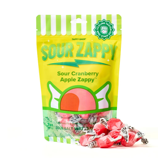 Sour Cranberry Apple Zappy Taffy Taffy Shop Wholesale 12-Pack (7oz) Bags