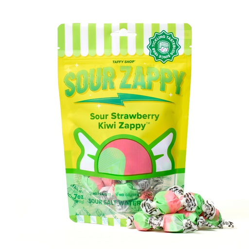 Sour Strawberry Kiwi Zappy Taffy Taffy Shop Wholesale 12-Pack (7oz) Bags