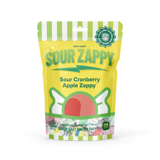 Sour Cranberry Apple Zappy Taffy Taffy Shop Wholesale 10-Pack (2lb) Bulk