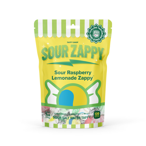 Sour Raspberry Lemonade Zappy Taffy Taffy Shop Wholesale 12-Pack (7oz) Bags 